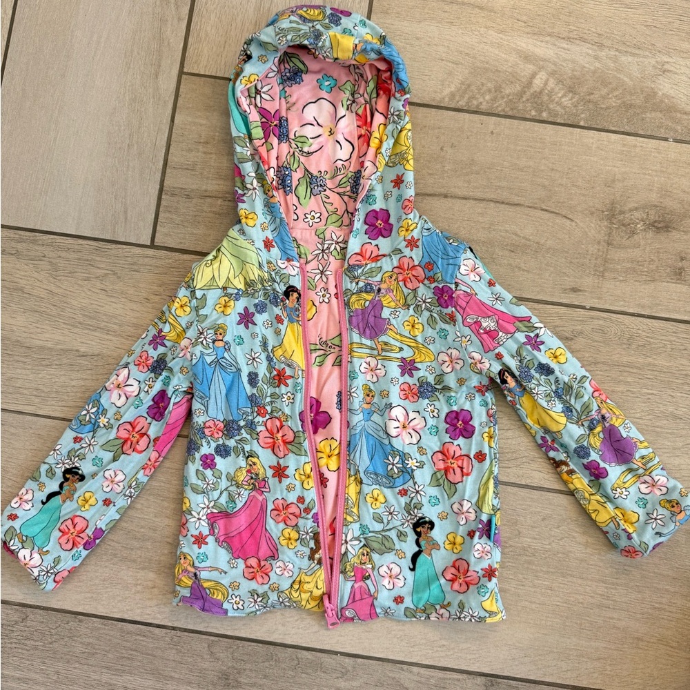 POSH PEANUT Bamboo Disney Light Blue Floral Princess Hooded Jacket 2T
